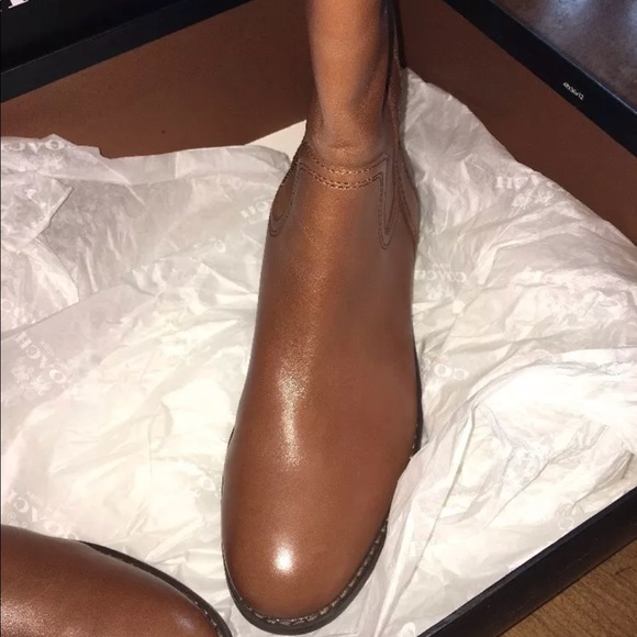 Coach Easton Semi Matte Calf Boots in Dark Saddle - Picture 8 of 8